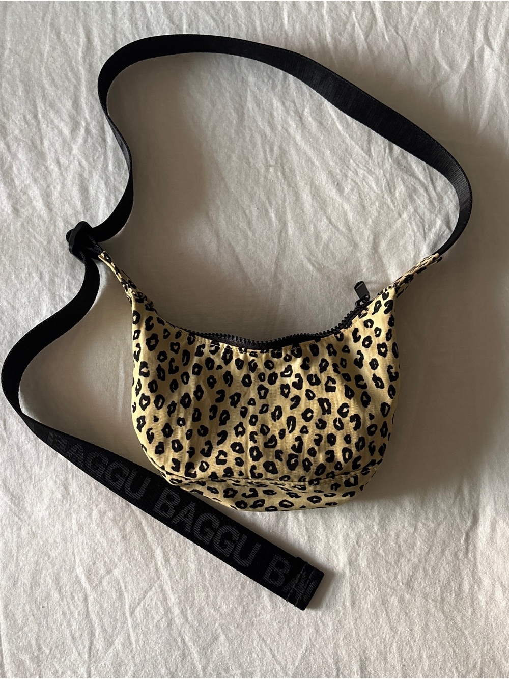 BAGGU Leopard Print Crossbody in Yellow and Black